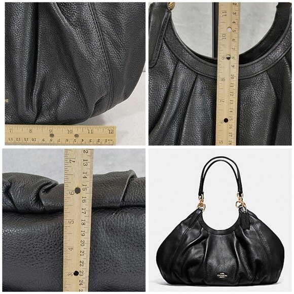 Coach Womens Black Pebbled Leather Lily Shoulder Bag Magnetic Snap Closure NWT - Picture 7 of 7